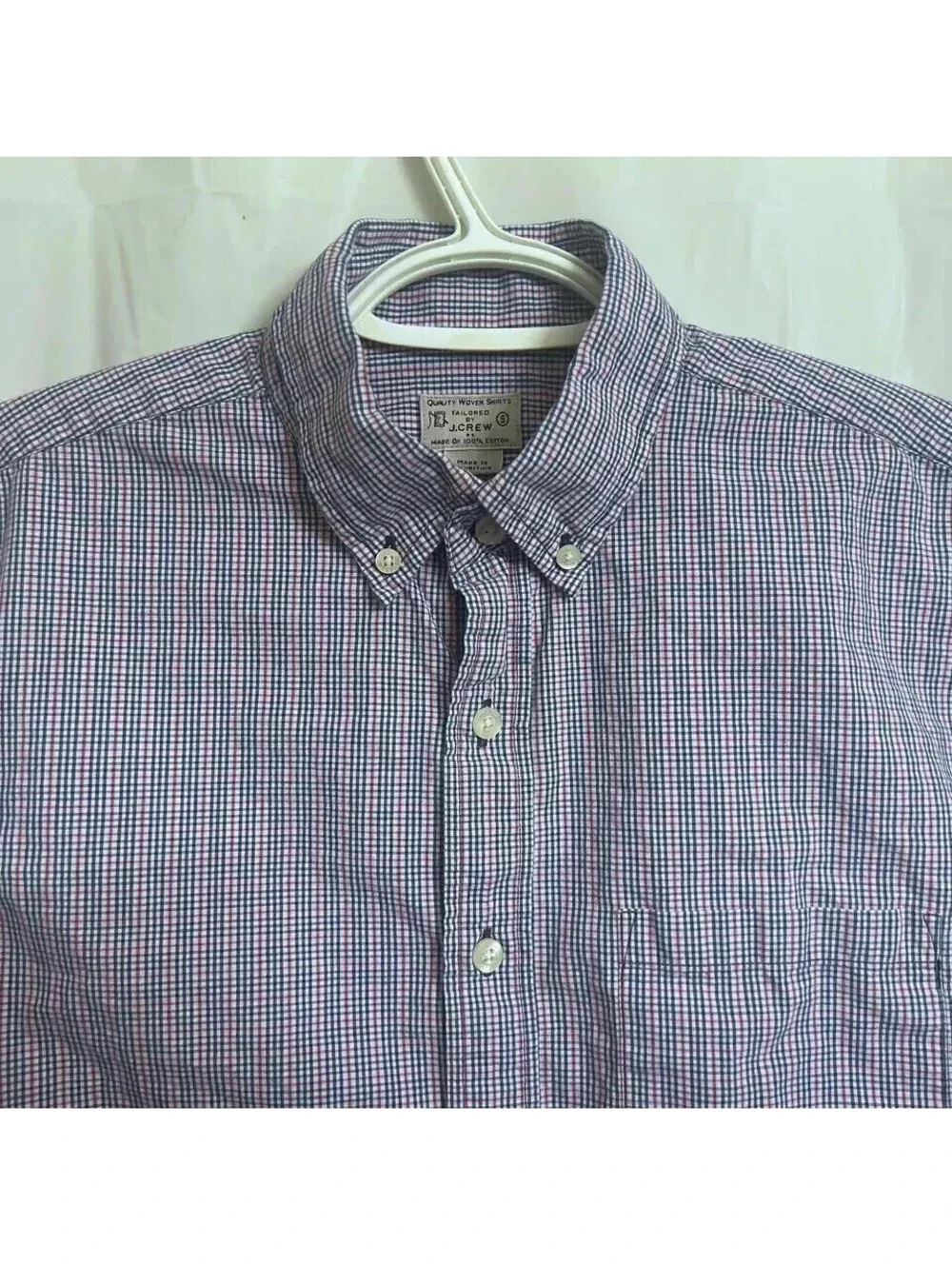J. Crew Button Down Shirt Men's Small S Red / White / Blue Check Long Sleeve